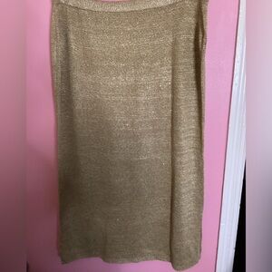 Fashion Nova Gold Sparkle Knit Slit Skirt